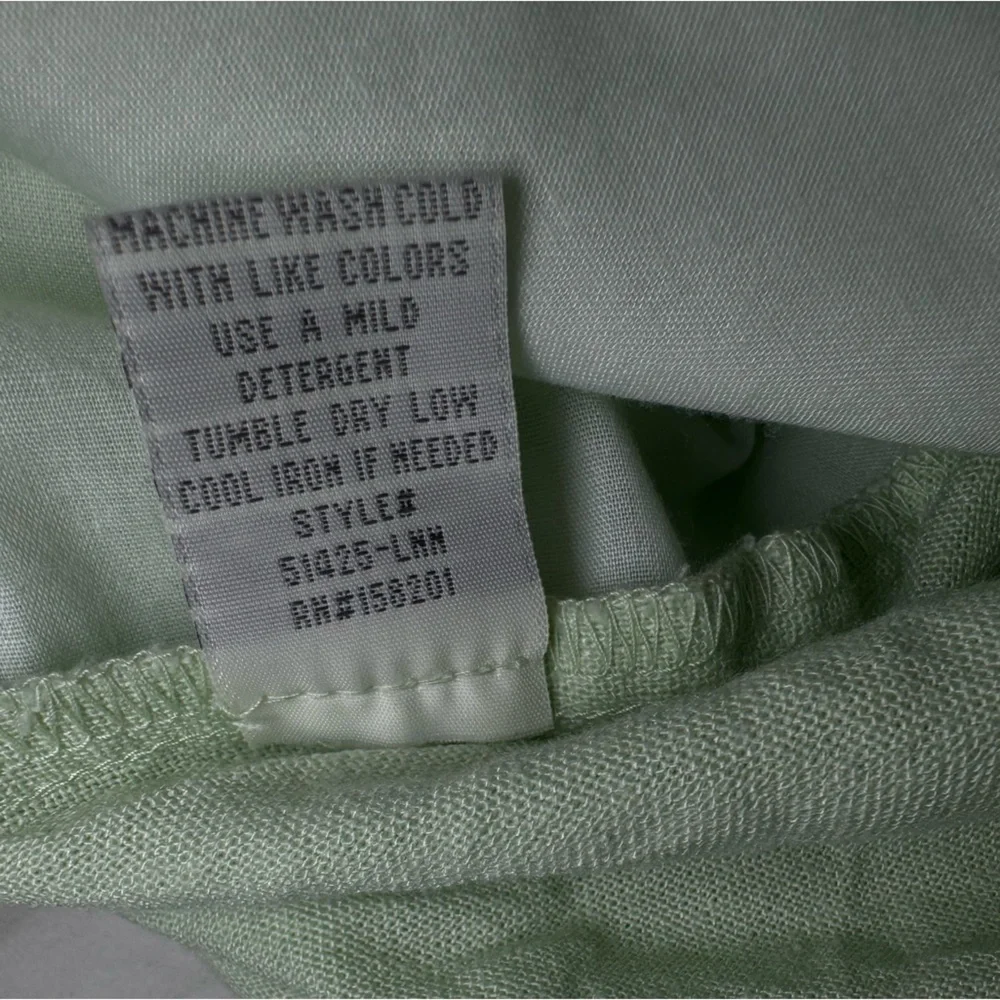 April Kiss Linen Beach Shorts Lime Green with Waist Tie โข Size: Large - Picture 8 of 9